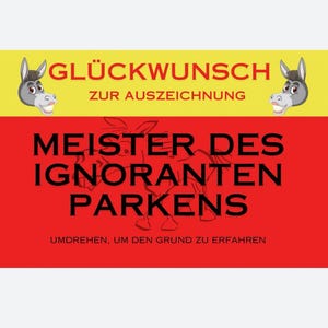 Meister des ignoranten Parkens-Karten; Gegen-Falschparker-Karten; Karten gegen Falschparker; Anti-Falschpark-Karten