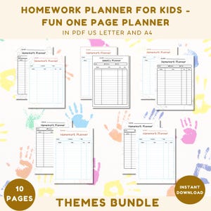Bundle Hausaufgaben Planer druckbare, Themen-Planer, Homeschool Hausaufgaben druckbare Planer für Kinder, Schulanfang, sofortiger Download