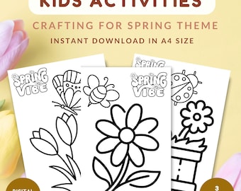 Spring Craft Flower Printable Activity for Kids – Fun Preschool Kindergarten Spring Classroom Craft for Fine Motor Skills & DIY Projects