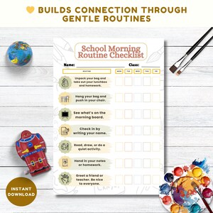 School Morning Routine Poster for Kids, Printable Daily Checklist, Back ...