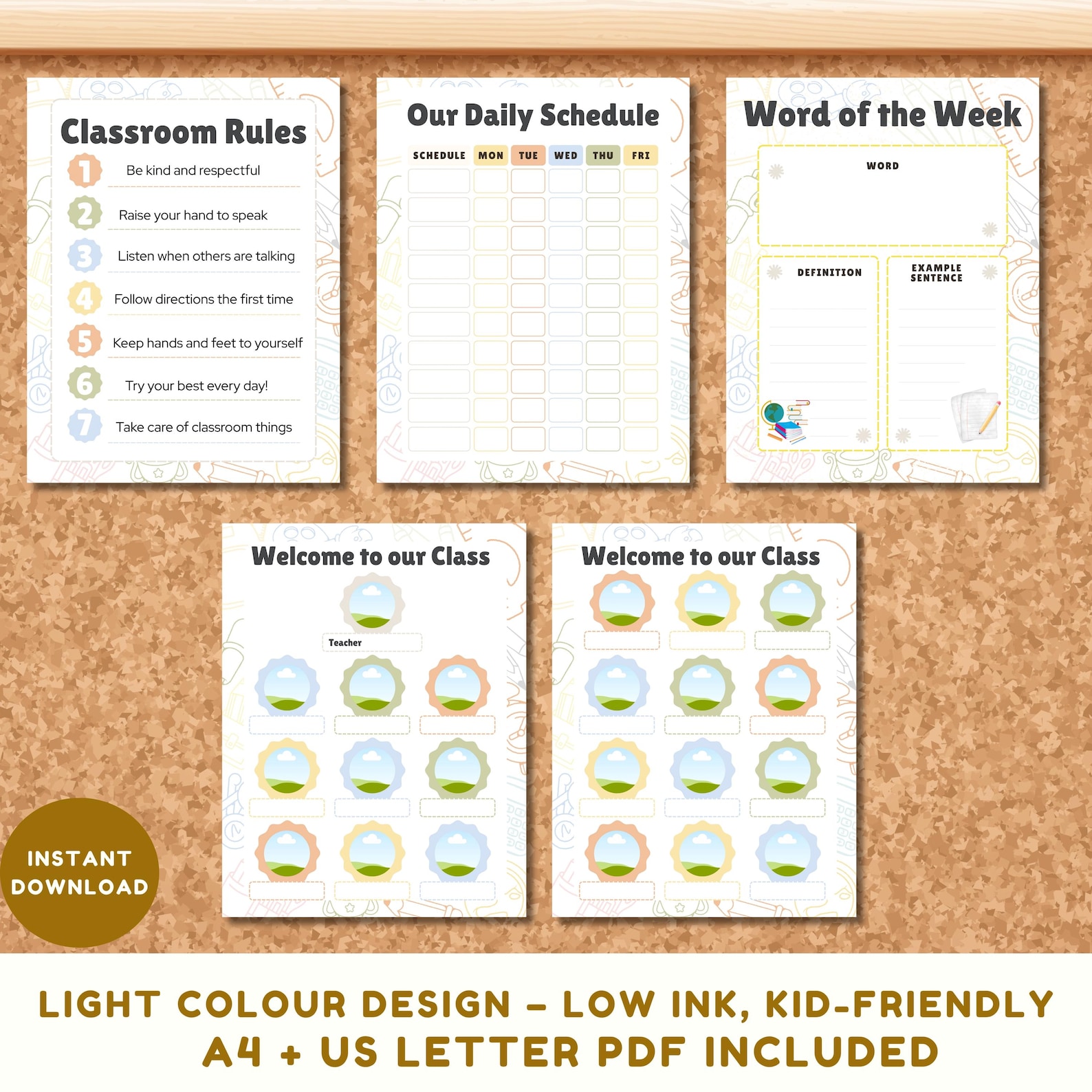 Classroom Poster Set, Printable Rules, Editable Class Photo, Daily ...