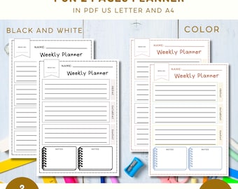 Student Weekly Planner Printable, Minimalist Theme Planner, Homeschool Weekly Schedule, Printable Planner for Kids, Back to School Planner