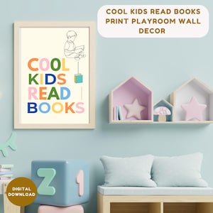 Coole Kinder lesen Bücher Druck Spielzimmer Wand Dekor Homeschool Poster Klassenzimmer Wand Kunst Schul Dekor Leseecke Zeichen Poster