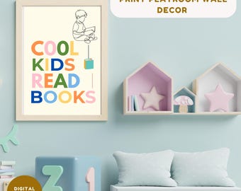 Cool Kids Read Books Print Playroom Wall Decor Homeschool Poster Classroom Wall Art School Decor Reading Corner Sign Poster
