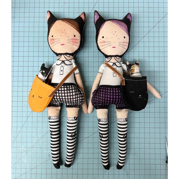 Organic Cotton Cat Doll: DIY Sewing Pattern Panel