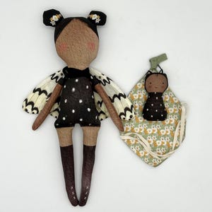 DIY Doll, Cut and Sew Panel, Doll Fabric Panel, Doll Fabric Pattern, Organic Cotton_Moth Doll