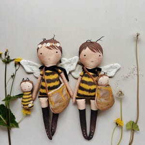 DIY Doll, Cut and Sew Panel, Doll Fabric Panel, Doll Fabric Pattern, Bee Doll