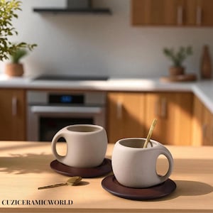 Handmade Ceramic Espresso Cup & Saucer Set – Japanese Nordic Drinkware