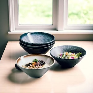 Asian Style Large Ramen Bowl | Rustic Porcelain Noodle Bowl | Big Collectible Fruit & Pasta Bowl | Perfect Housewarming and Christmas Gift