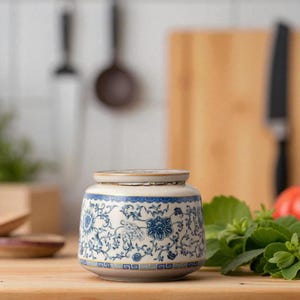 Blue White Porcelain Candy Jar – Chinese Ceramic Tea Canister, Trinket Box, Food Storage, Vanity Jar – Gift for Eid, Thanksgiving & More