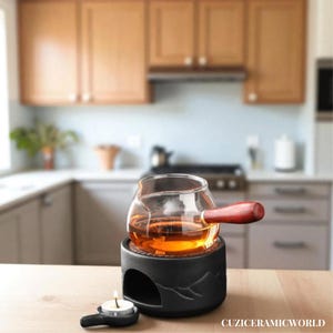 Calentador de té de cerámica japonés: base de tetera calentada con vela, un elegante regalo para los amantes del té.