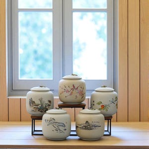 Japanese Ceramic Tea Jar with Lid – Sealed Light Luxury Container for Pu’er, Matcha, Herbs – Zen Decor, Moisture-Proof Storage, Gift Idea