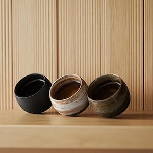 Rustic Ceramic Tea Cup Set – Handmade Japanese Stoneware Espresso Cups – Vintage Style Pottery Drinkware 80ml – Unique Artisan Gift