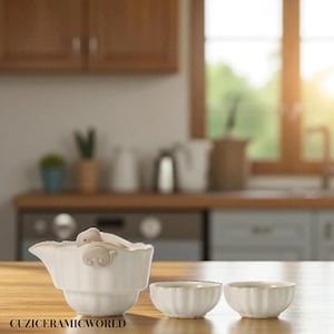 Handmade Ceramic Koi Fish Travel Tea Set – Kung Fu Teapot with Cups