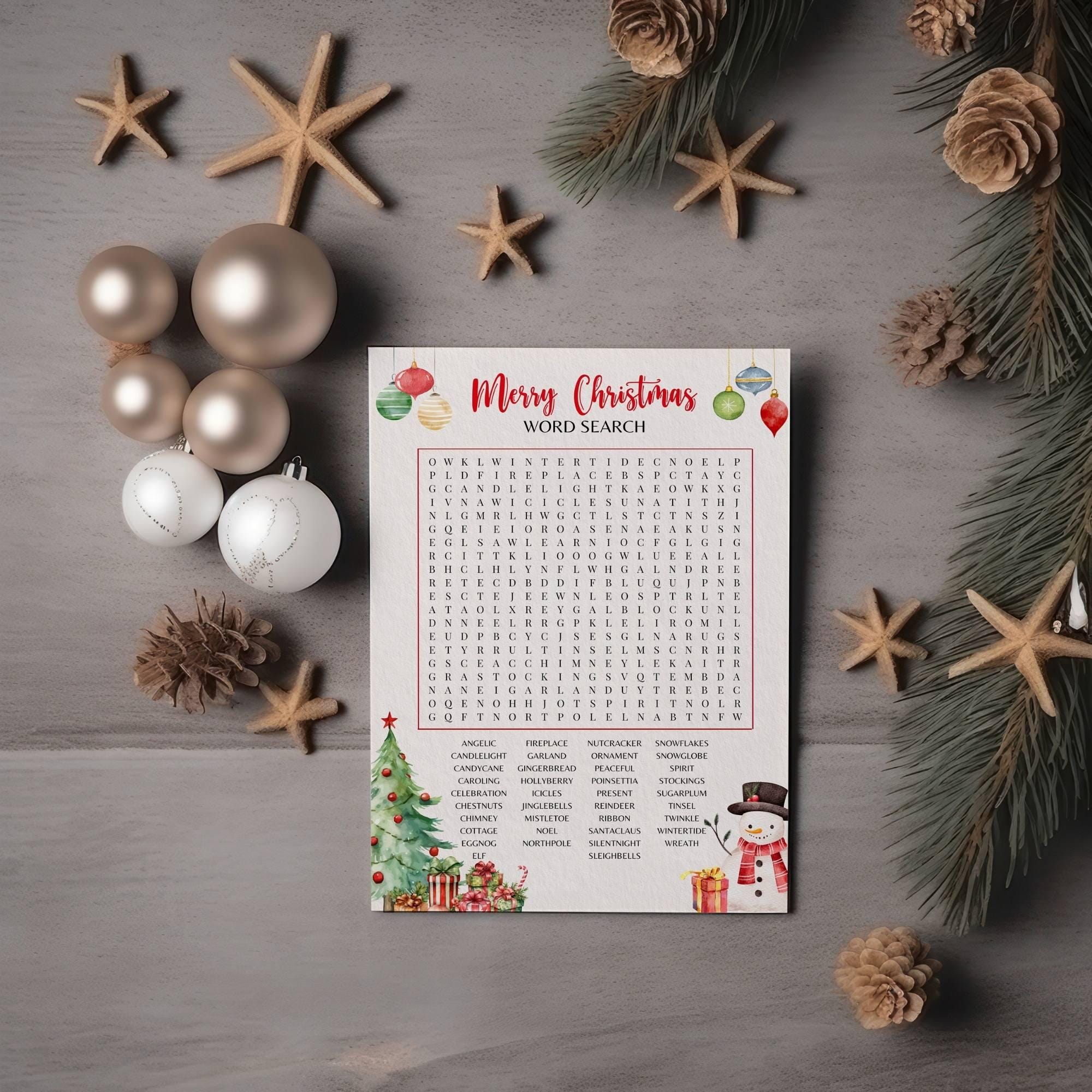 Christmas Word Search Game | Holiday Printable Activity | Kids ...