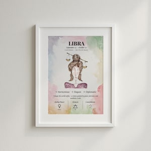 Libra Woman Wall Art – Zodiac Printable Poster – Watercolor Astrology Digital Download
