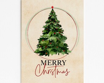 Biglietto d'auguri per l'albero di Natale - Biglietto d'auguri stampabile per le feste / Download digitale di articoli di cancelleria invernali per le feste