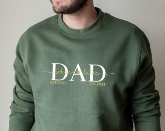 Sudadera personalizada para papá con nombres de niños, sudadera de cuello redondo personalizada para papá 2026, regalo para el Día del Padre de los niños, regalo para papá primerizo, jersey minimalista