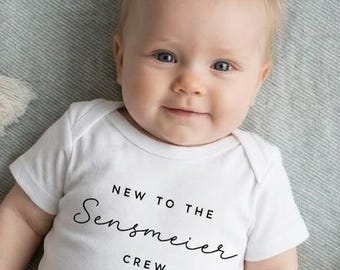 Personalized 'New to the Crew' Baby Bodysuit: Birth Gift Onesie