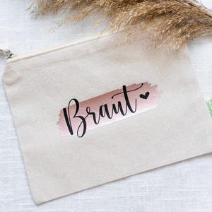 JGA cosmetic bags - 100% organic cotton - Bridesmaid proposal make up bag - Minimalist bride & team bride pouch bag - Wedding thank you gift