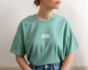 Organic Cotton Yoga T-Shirt: Washed Mint Unisex Tee