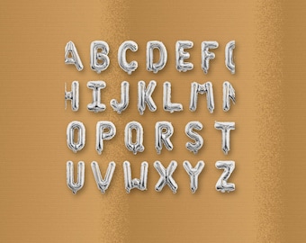 Zilverkleurige folieballonnen met letters | DIY A-Z feestnaamachtergrond VK