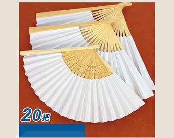 Blank White Paper Fold Fan DIY, Personalized Double Sided Paint Calligraphy Fan, Kids Summer Craft Hand Fan Favor Kit, Craft Blank