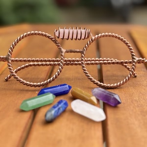 Handgefertigte Tensorbrille aus reinem Kupfer mit Kristall, Brille mit heiliger Geometrie, wahlweise Rosenquarz oder Amethyst, spirituelles Geschenk für Meditation und Meditation