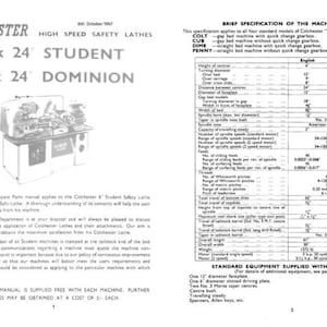 Colchester Student 1800 Lathe Instruction & Parts Manual | PDF