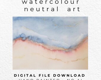 Neutral Abstract Watercolour Print, Soft Pastel Wall Art, Minimalist Calm Decor (Digital Download)