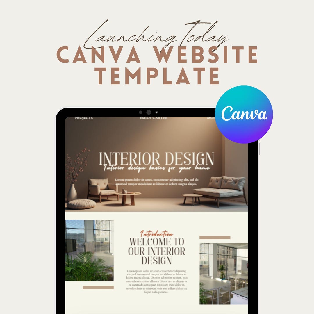 Canva Website Template – Modern Interior Design Business Landing Page ...