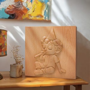 Aangepast 3D-houtportret in Pixar-stijl, gepersonaliseerd portret snijwerk van foto, uniek gepersonaliseerd houten herdenkingscadeau