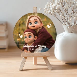 Custom Photo on  Wood, Personalized Pixar-Style photos, Unique photo frame alternative, Birthday gift for your significant other