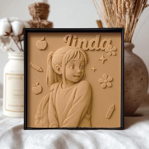 Custom 3D Wooden Portrait from Photo, Personalized Carved Gift, Disney Style Art, Back to School Decor, Unique Handmade Keepsake