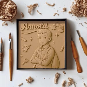 Custom 3D Wooden Portrait from Photo - Personalize Back to school decorative portrait Carved Gift - Personalized Disney-style photos