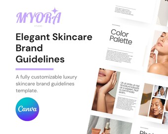 Elegant Skincare Brand Guidelines Template: Canva Editable Brand Kit