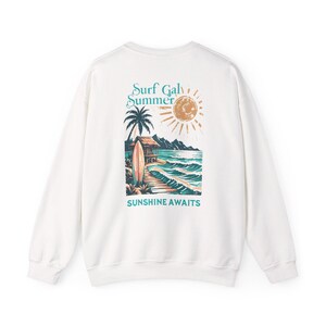 Surf Gal Summer Vibe Sweatshirt, Beach Lover Gift, Ocean Waves Crewneck Jumper, Tropical Vacation Clothing, Coastal Apparel, Sea Adventure