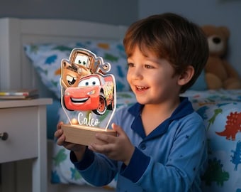 Personalized LIGHTNING MCQUEEN Night Light, Custom Name Pixar Lightning McQueen, Baby Room Decor, Birthday Gift For Him, Car Gifts For Kids