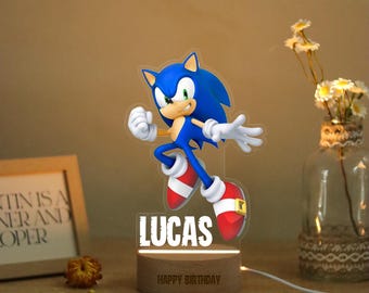 Luce notturna personalizzata di Sonic the Hedgehog per la stanza, luce notturna per la cameretta dei bambini, regalo per bambini, regalo per la doccia, luce notturna per ragazzi, lampada da comodino per bambini