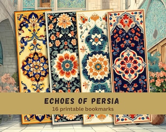 Echoes of Persia – Printable Persian Rug 16 Bookmarks, JPG PNG Carpet Pattern, Junk Journal Ephemera, Kilim Digital Download, Commercial Use