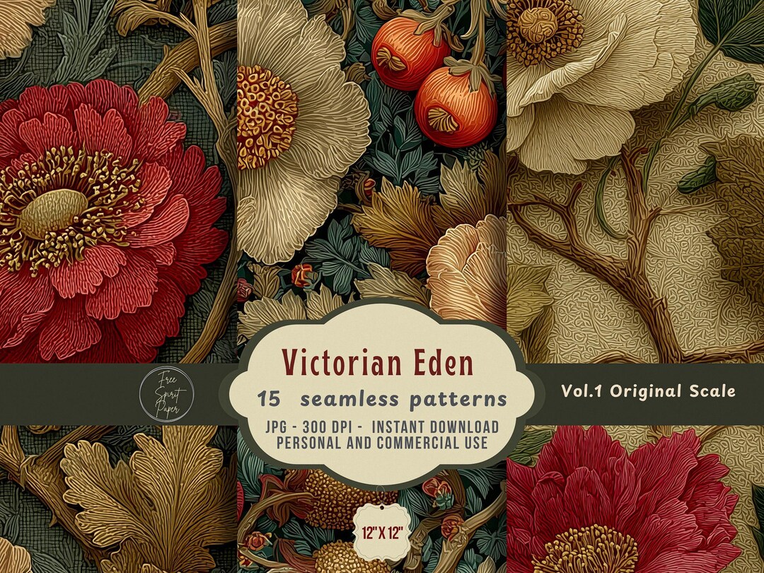 Victorian Eden Vol.1 — 12x12” Seamless Floral Patterns | William Morris ...