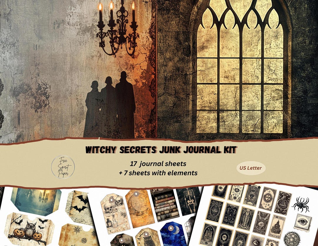 Witchy Secrets - Halloween Junk Journal Kit, Vintage Gothic Printable ...