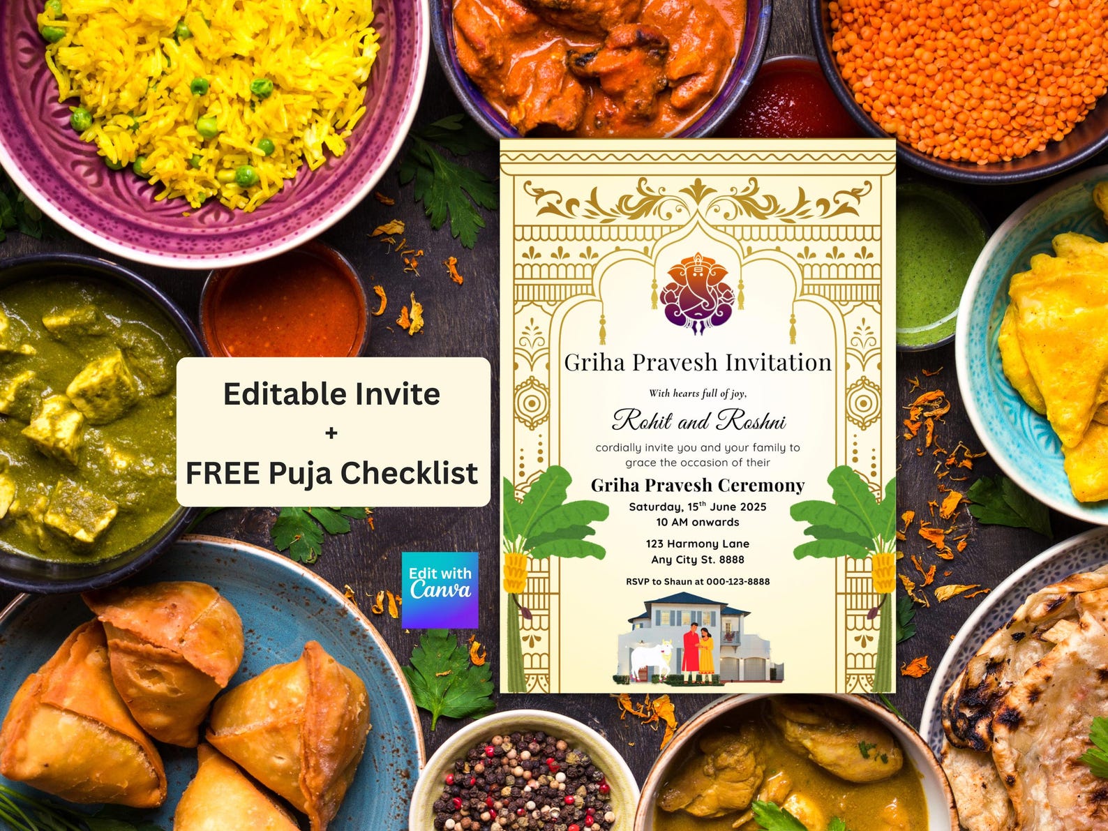 Griha Pravesh Invitation: Indian Housewarming Invite (digital) - Etsy