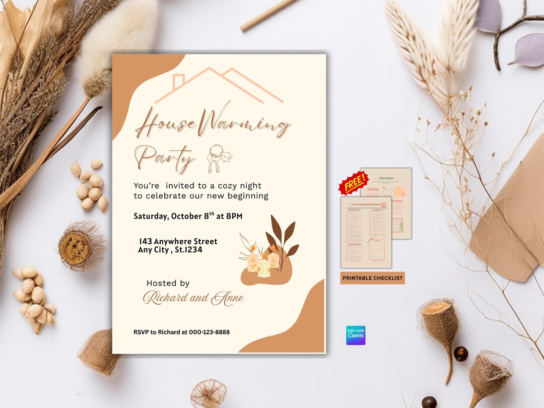 Editable Housewarming Invitation, New Home Celebration Invite ...