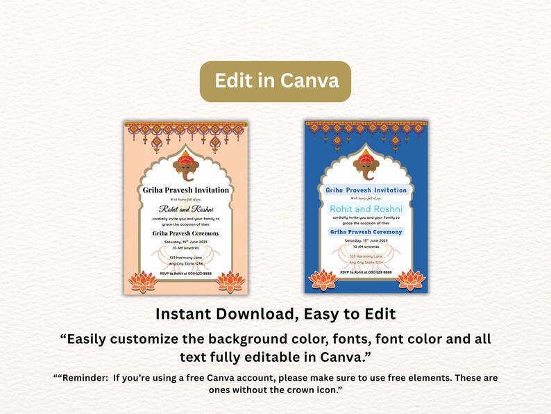 Griha Pravesh Invitation: Indian Housewarming Ceremony (editable ...