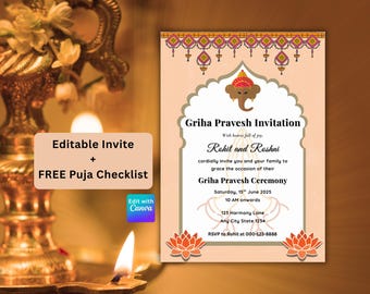 Griha Pravesh Invitation: Indian Housewarming Ceremony (Editable Template)