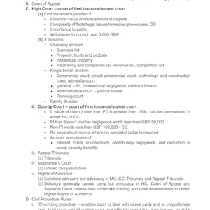 May include: A black and white document outlining the different levels of the civil court system in the United Kingdom. The document includes information about the Supreme Court, Court of Appeal, High Court, County Court, and Appeal Tribunals. It also discusses the jurisdiction of each court and the types of cases they hear.