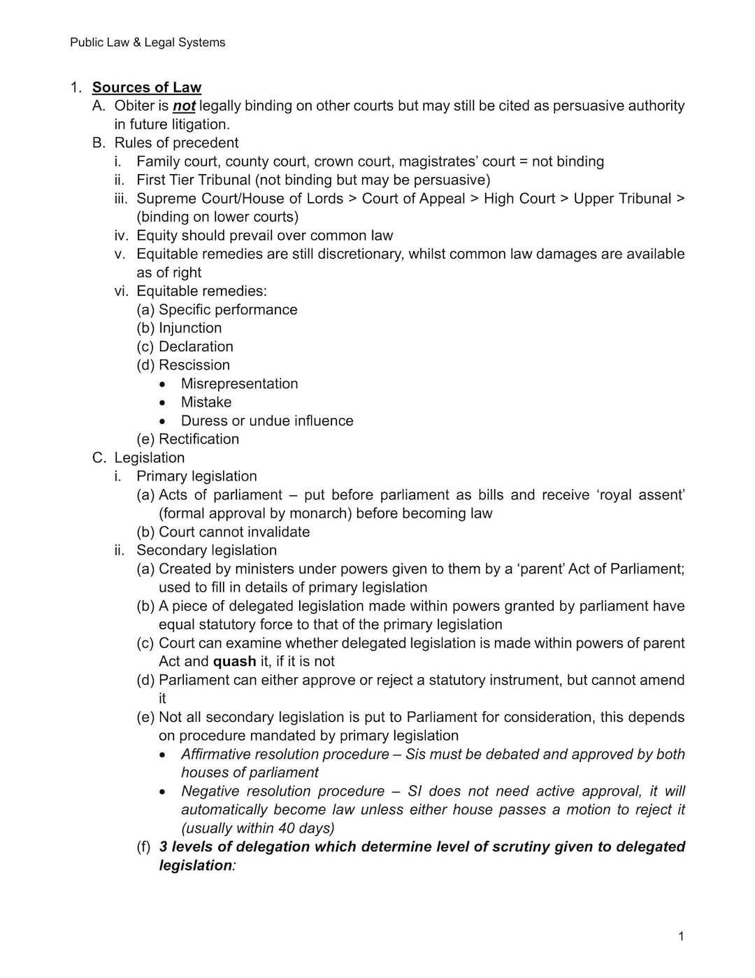 Sqe Float Notes SQE Public Law and Legal System for SQE Prep Law Notes SQE1 FLK1 FLK2 ...