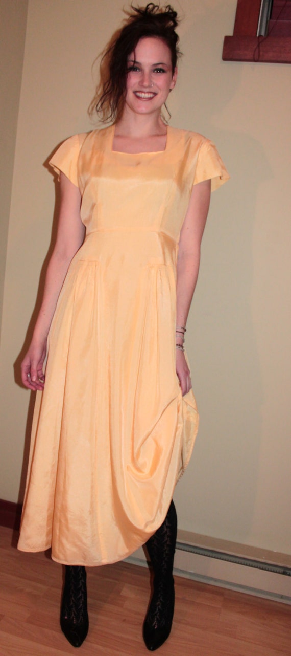 1940 Butter Yellow Acetate Tea Dress