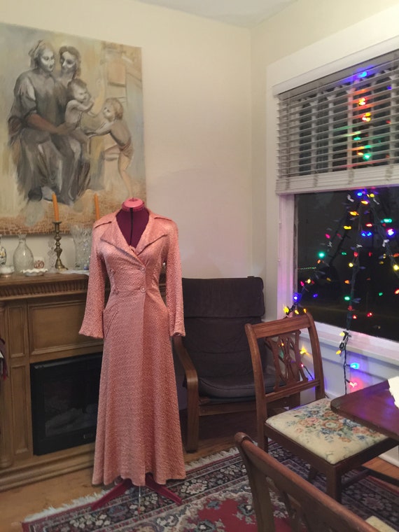 Vintage 1940s housecoat designed by Claire Haddad